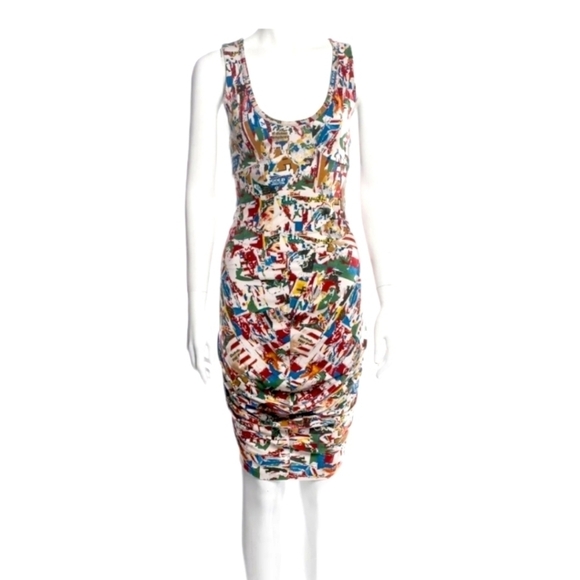 Alexander McQueen Abstract Multicolor Bodycon Dress